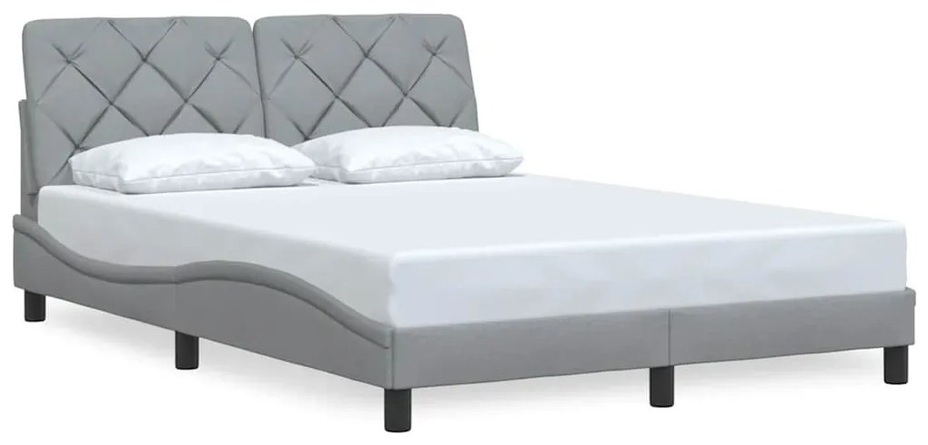 Estrutura de cama sem colchão 120x200 cm tecido cinzento-claro