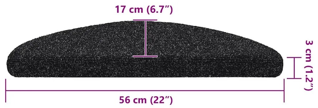 Tapetes de escada adesivos 30 pcs 56x17x3 cm preto