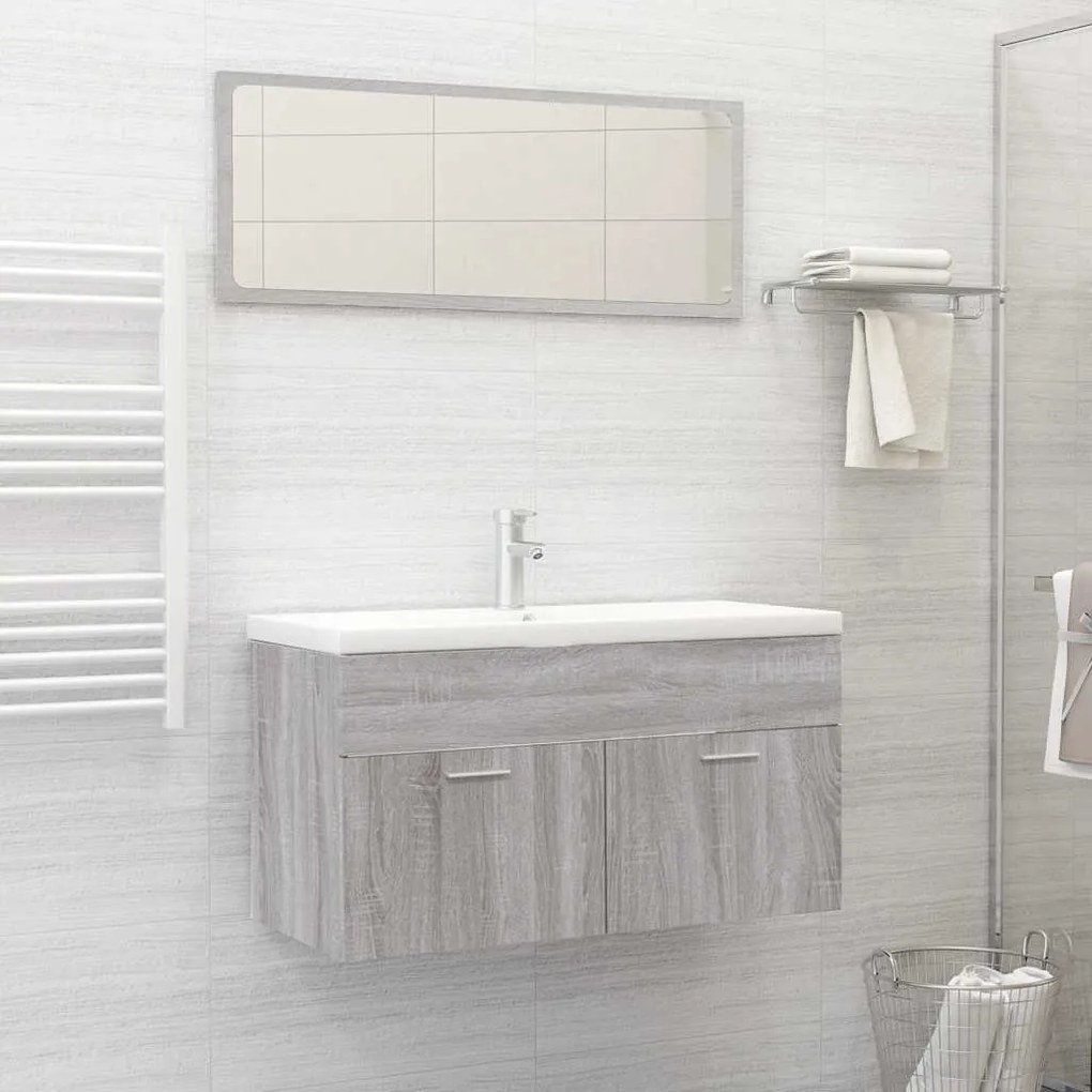 2 pcs conjunto móveis WC derivados de madeira sonoma cinza