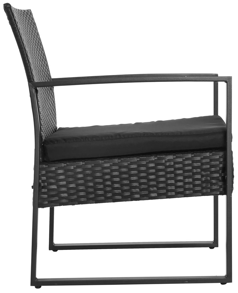 Conjunto de Móveis de Jardim de Vime 3 Peças com 1 Mesa 42,5x40x39 cm
