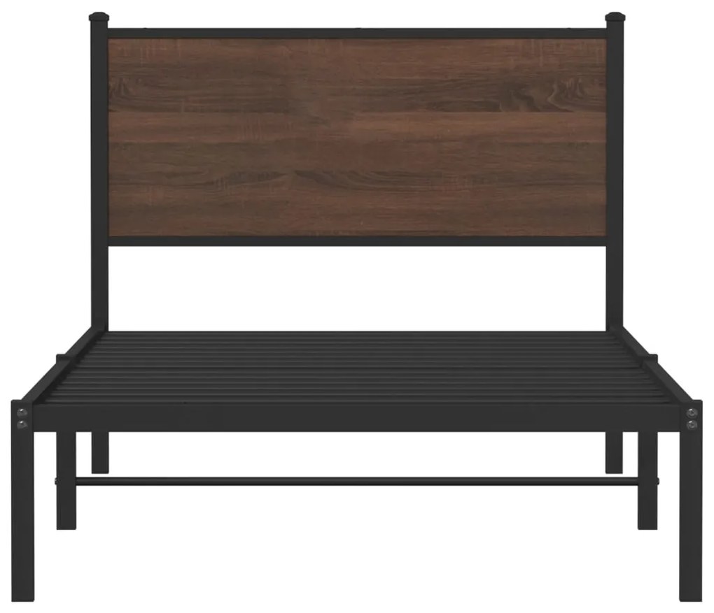 Estrutura de cama sem colchão 100x190cm metal carvalho castanho