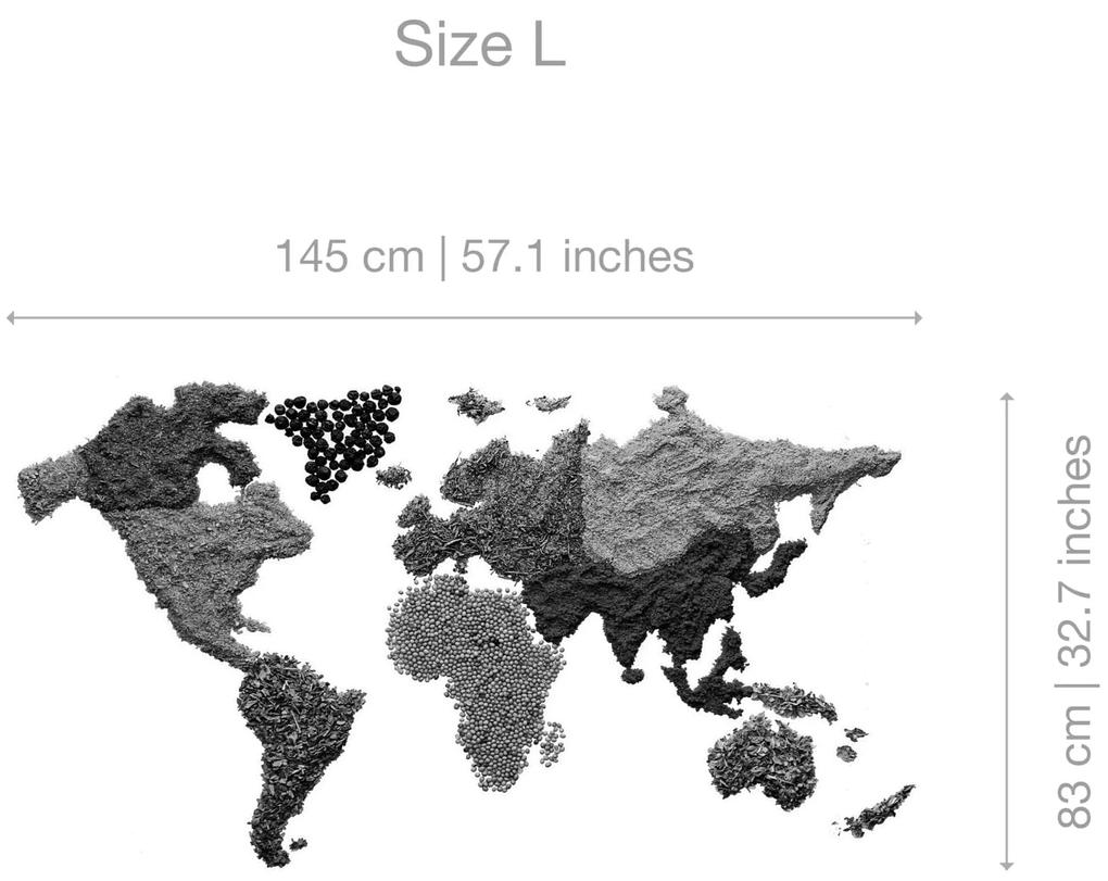 Mapa Sabores do Mundo vinil autocolante (Tamanho: 145 x 83 cm)