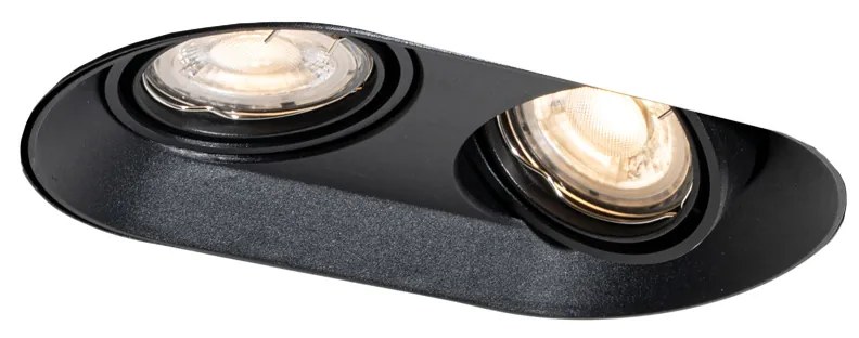 Foco embutido arredondado preto GU10 50mm 2-luzes - Hubs