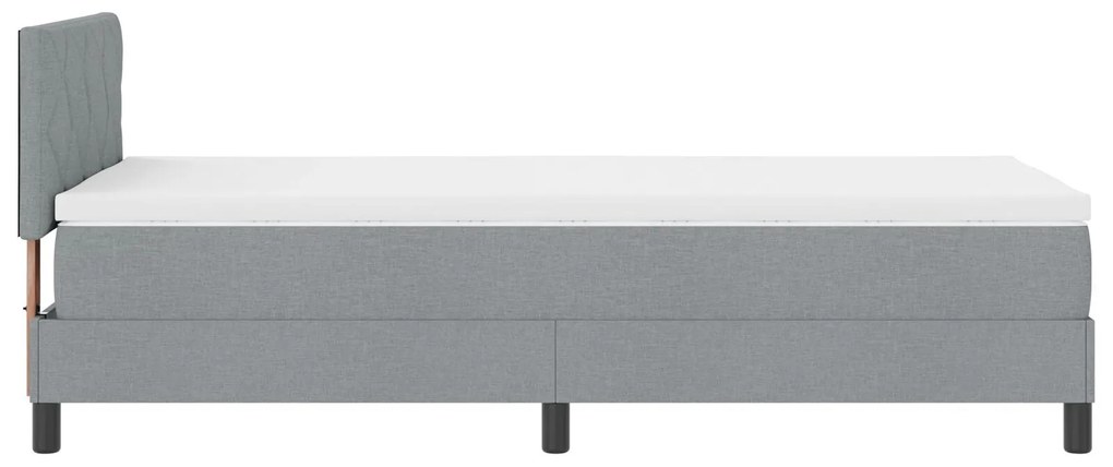Cama Box Spring com Colchão &amp; LED Cinza Claro 90x200 cm Tecido