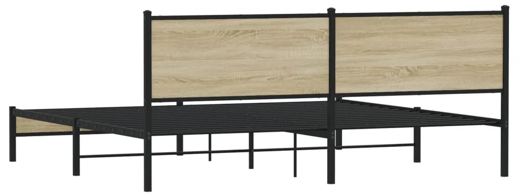 Estrutura de cama sem colchão 200x200cm metal carvalho sonoma