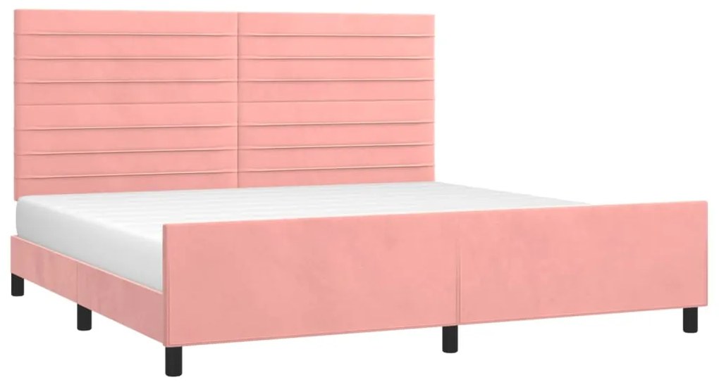 Estrutura de cama c/ cabeceira 200x200 cm veludo rosa