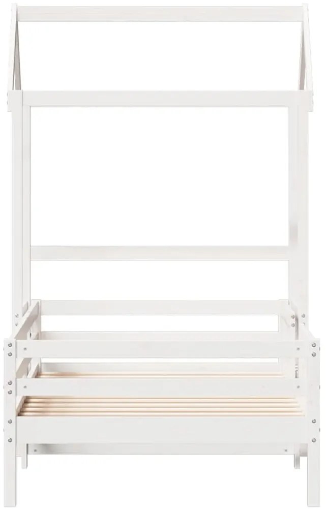 Estrutura de cama com telhado 90x190 cm pinho maciço branco