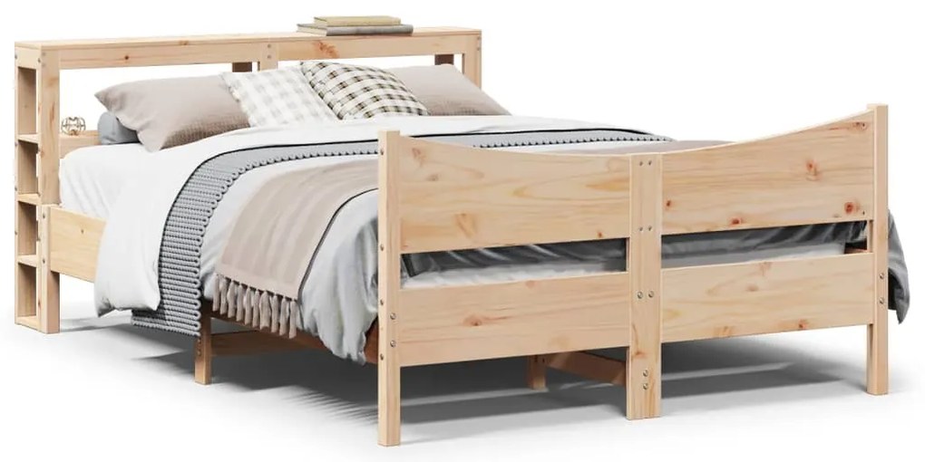 Estrutura de cama com cabeceira 160x200 cm pinho maciço