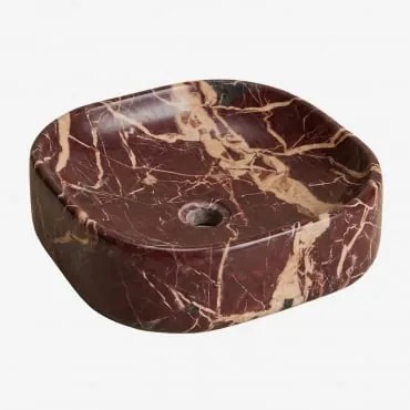 Lavatório Em Pedra Natural Francesca 40 X 40 Cm & Mármore Vermelho Cherry Gold - Sklum
