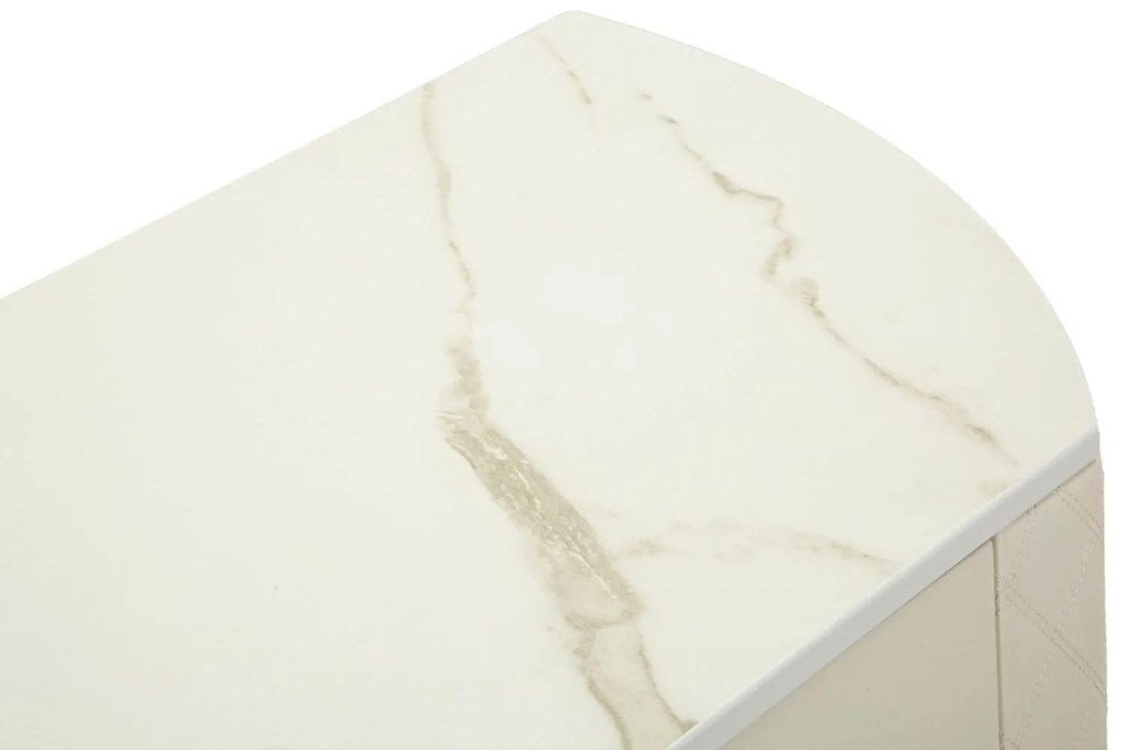 Consola de Entrada Sharon - Madeira e MDF Branco com Detalhes Dourados