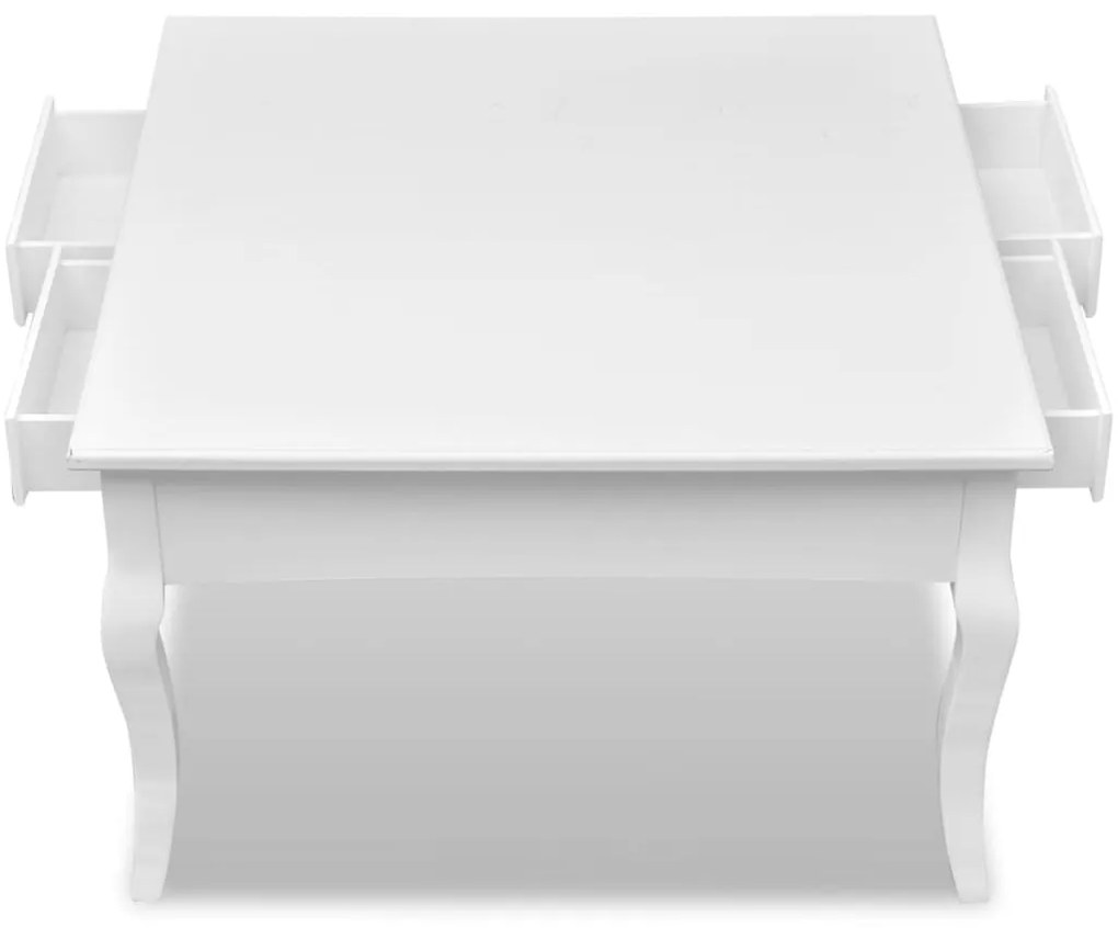 Mesa de centro com 4 gavetas branca