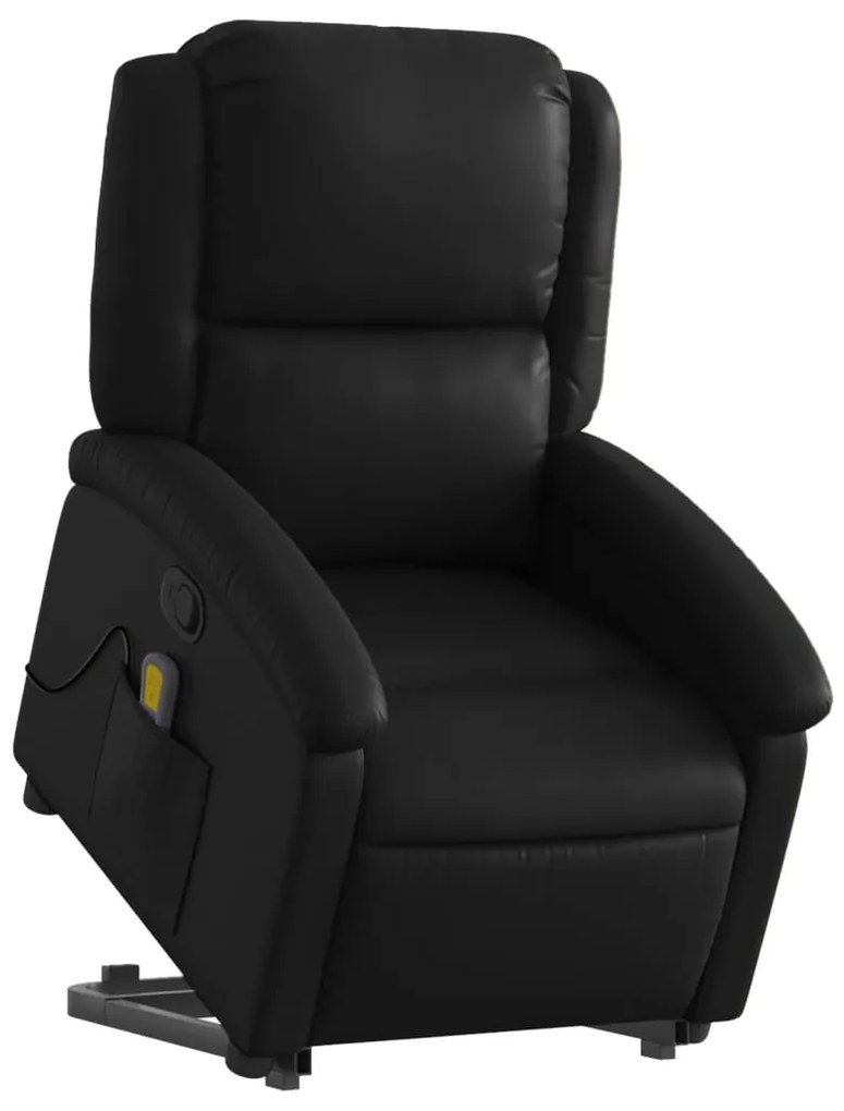 Poltrona massagens reclinável elevatória couro artificial preto