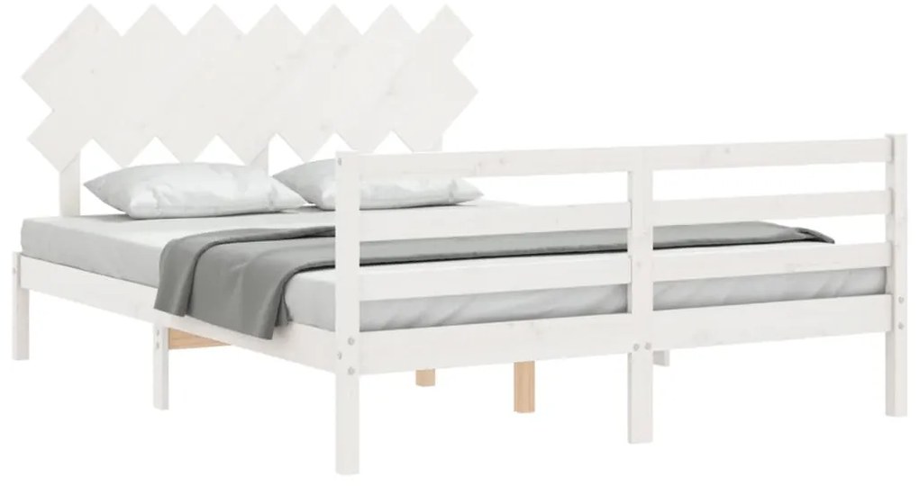 Estrutura de cama com cabeceira 140x190cm madeira maciça branco