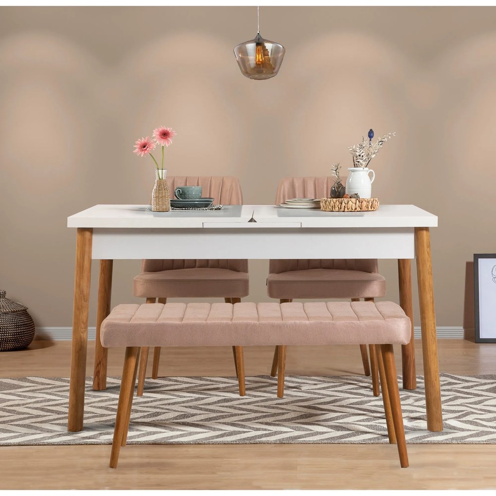 Conjunto de Mesa de Jantar Extensível e Cadeiras (4 Peças) Santiago –