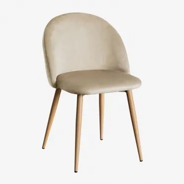 Pack De 2 Cadeiras De Jantar Em Veludo Kana Castanho Trigo & Madeira Natural - Sklum