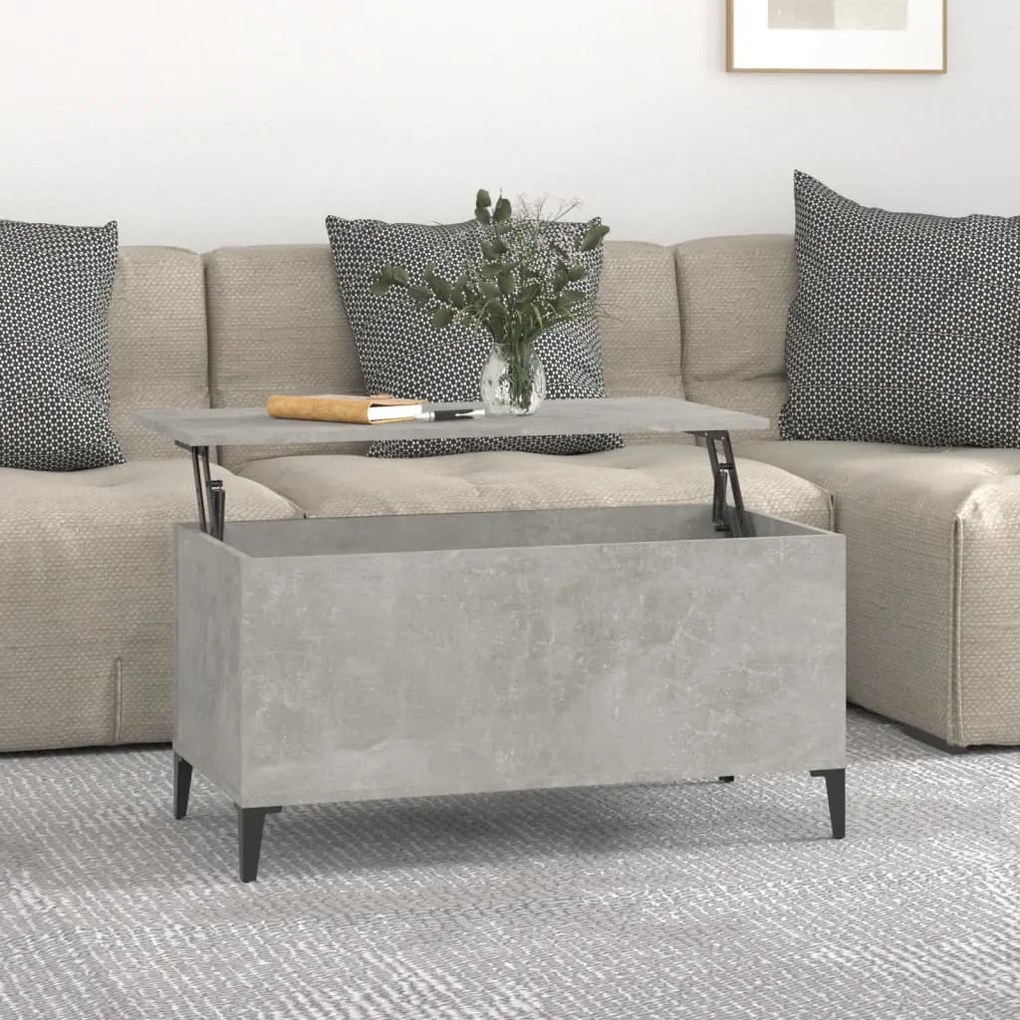 vidaXL Mesa de centro 90x44,5x45 derivados de madeira cinzento cimento