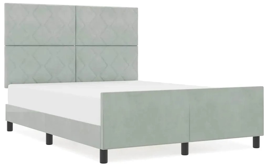 Cama vidaXL Cinza Claro 160x200 cm Veludo