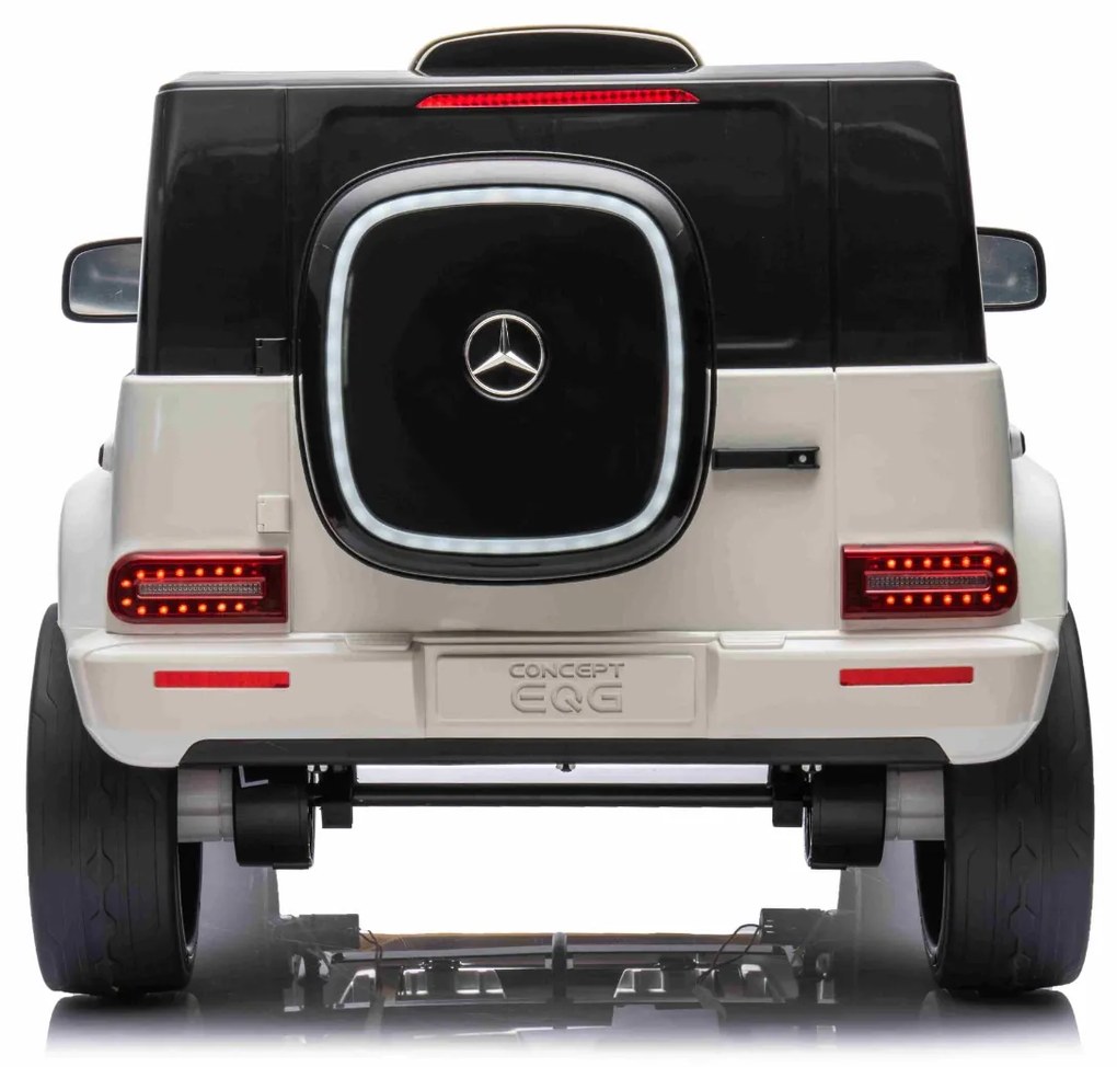 Carro elétrico para crianças Mercedes-Benz EQG 12V, partes da carroçaria iluminadas com LED, controlo remoto de 2,4 GHz, entrada USB/AUX, bateria de l