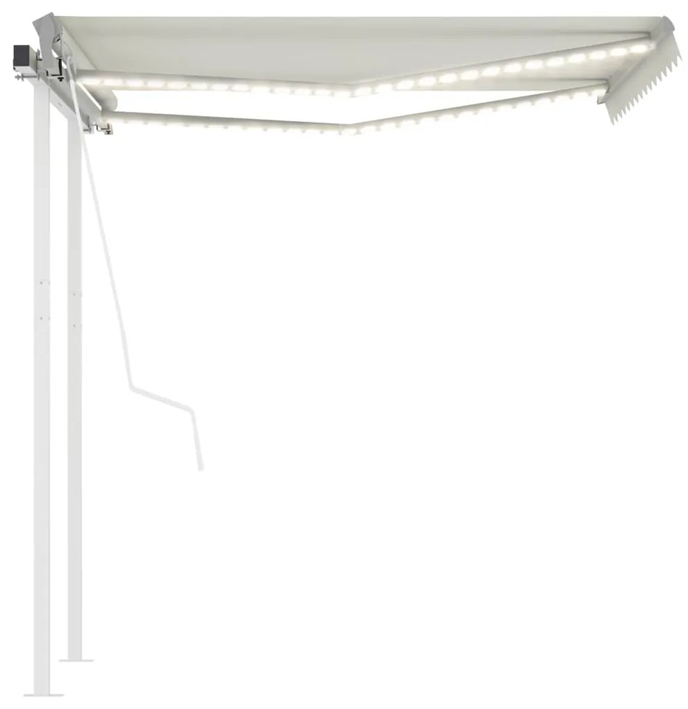 Toldo automático LED e sensor de vento 3x2,5 m cor creme