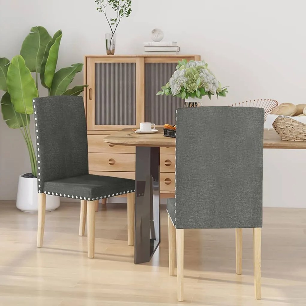 vidaXL Cadeiras de jantar 2 pcs tecido cinzento-escuro
