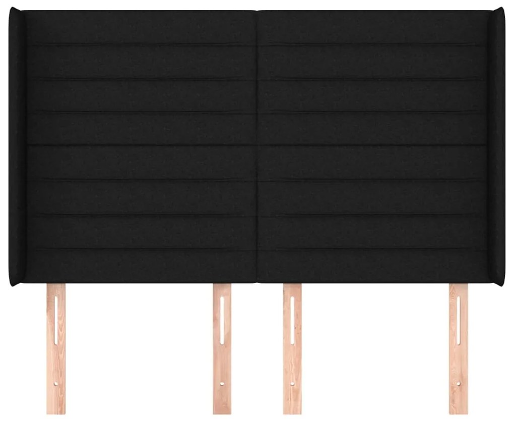 Cabeceira de cama c/ abas tecido 147x16x118/128 cm preto