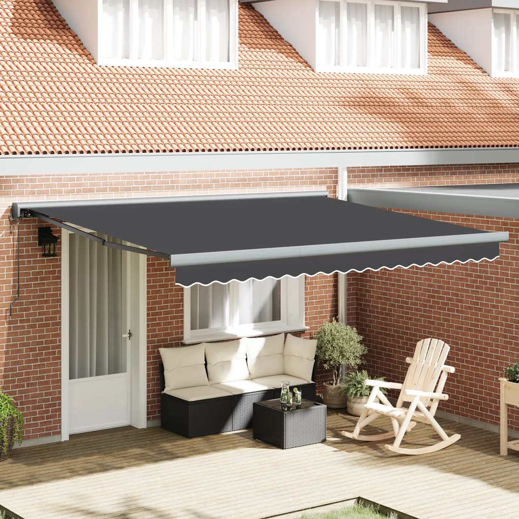 vidaXL Toldo Retrátil Automático Laranja e Branco 350x250 cm