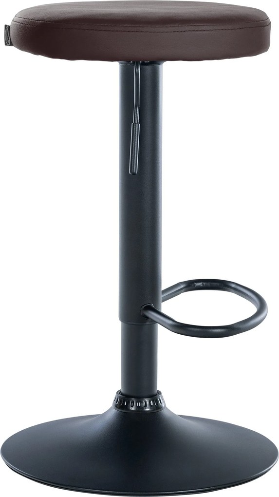 Conjunto de 2 bancos altos em couro sintético de estrutura preta 60-81 x 38,5 cm castanho