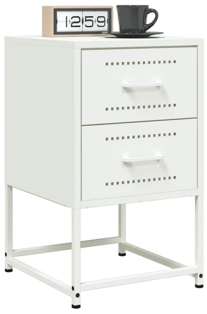 vidaXL Mesas de cabeceira 2 pcs 36x39x60,5 cm aço branco
