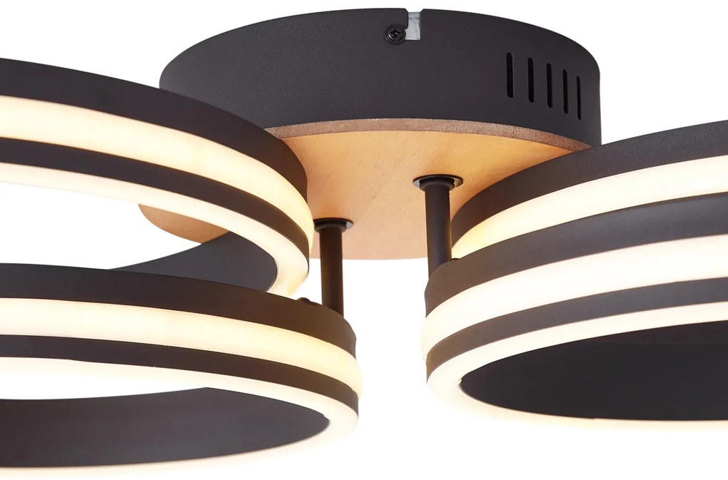 Plafon de madeira com LED regulável em 3 níveis e 4 luzes - Navara