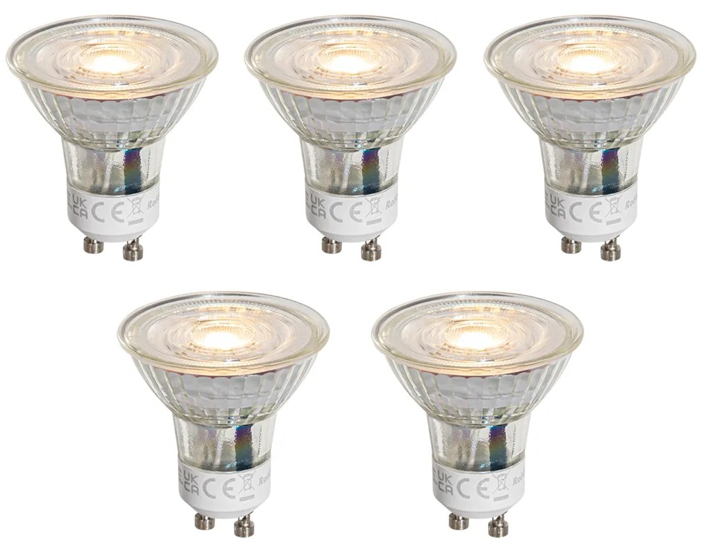 Conjunto de 5 lâmpadas LED GU10 50mm transparentes 1W 80 lm 2200K