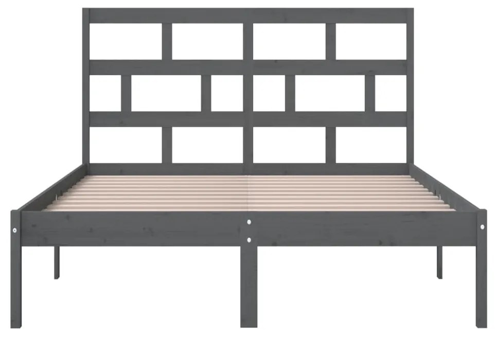 Estrutura de cama king 150x200 cm madeira maciça cinzento
