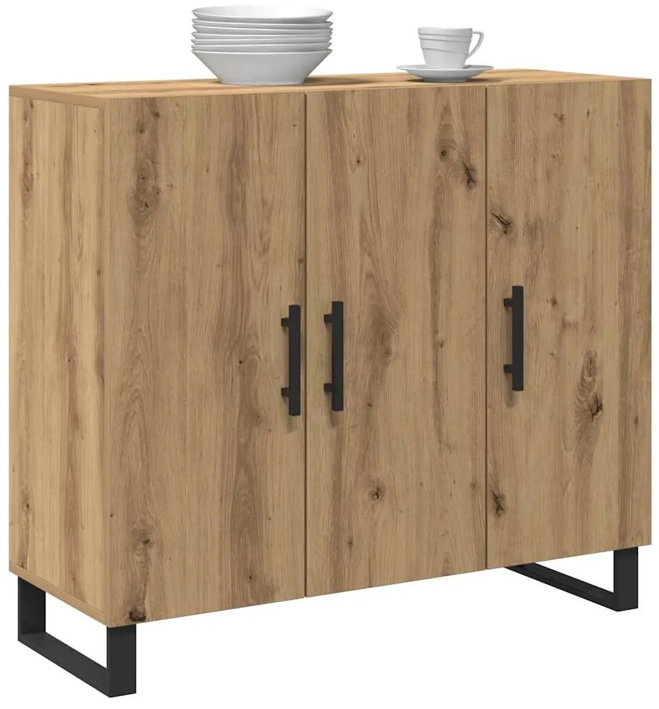 Sideboard vidaXL com 3 portas em Carvalho Artisan 90x34x80 cm em Madei