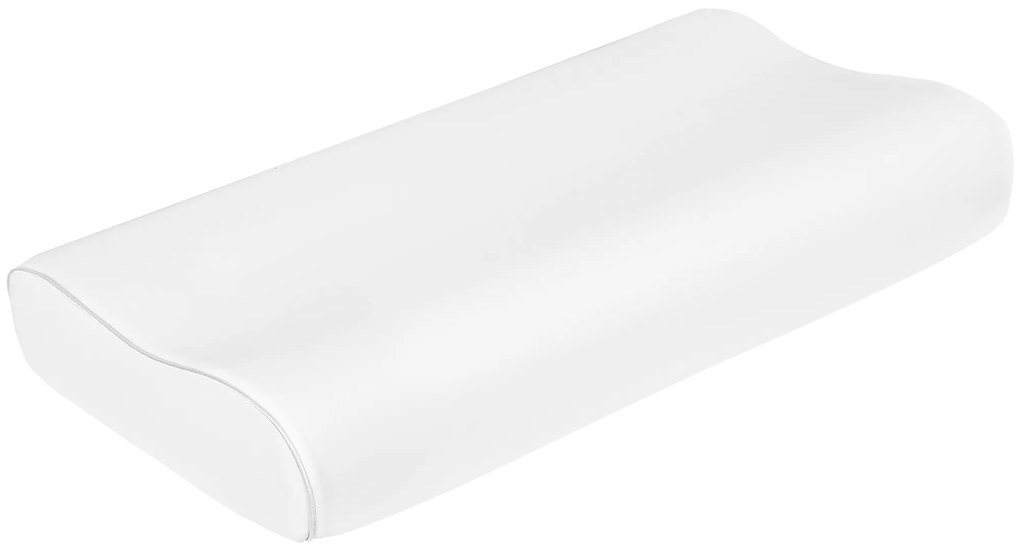 Almofada de Espuma Viscoelástica com Desenho Ergonómico Dupla Altura Capa Removível e Lavável 68,58x35,56x8,9/10,8 cm Creme