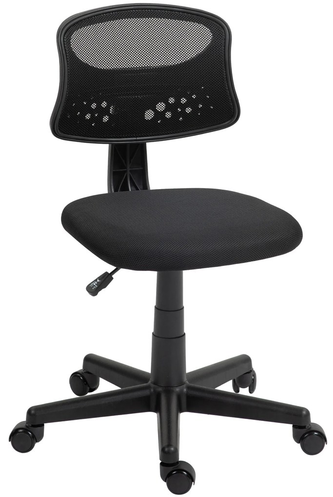 HOMCOM Cadeira de Escritório sem Apoio para os Braços com Encosto de Malha Respirável Altura Ajustável 43x48x78-88 cm Preto | Aosom Portugal