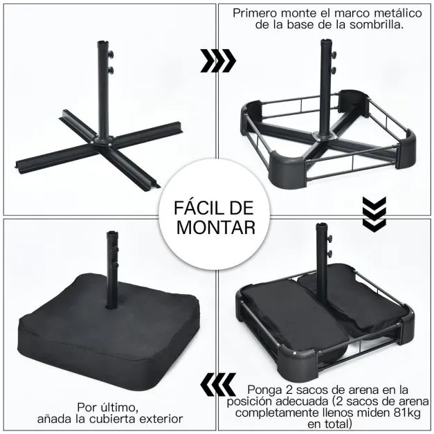 Guarda-sol duplo de 451,5 cm com base Sistema de manivela Estrutura metálica com 12 varas Ventilação para jardim Bege