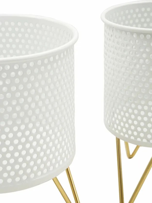 CONJUNTO DE 2 VASOS HOLDERGASPY BRANCO E DOURADO Ø 16X20-13X20 CM (PLANTAS NÃO INCLUIDAS)