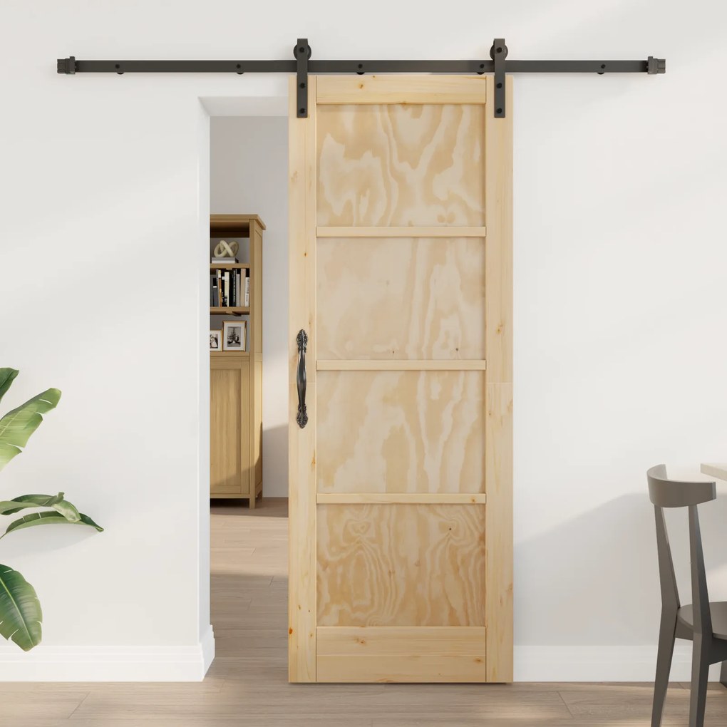 Porta Deslizante vidaXL com Conjunto de Dobradiças 73,5x198,5 cm de Madeira de Pinho Sólida