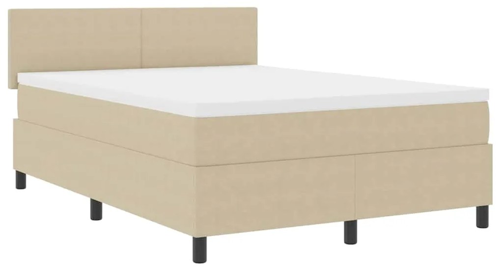 Cama Box Spring com Colchão &amp; Luz LED Verde Cinza 140x200 cm Tecido de