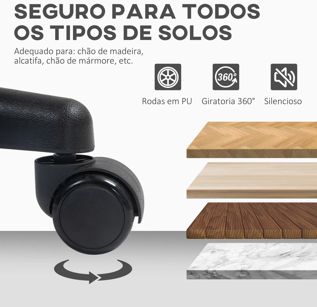 Cadeira de Escritório sem Apoio para os Braços com Encosto de Malha Respirável Altura Ajustável 43x48x78-88 cm Cinza