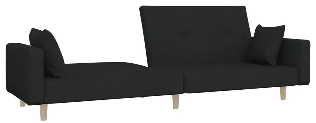 Sofá-cama 2 lugares com duas almofadas tecido preto