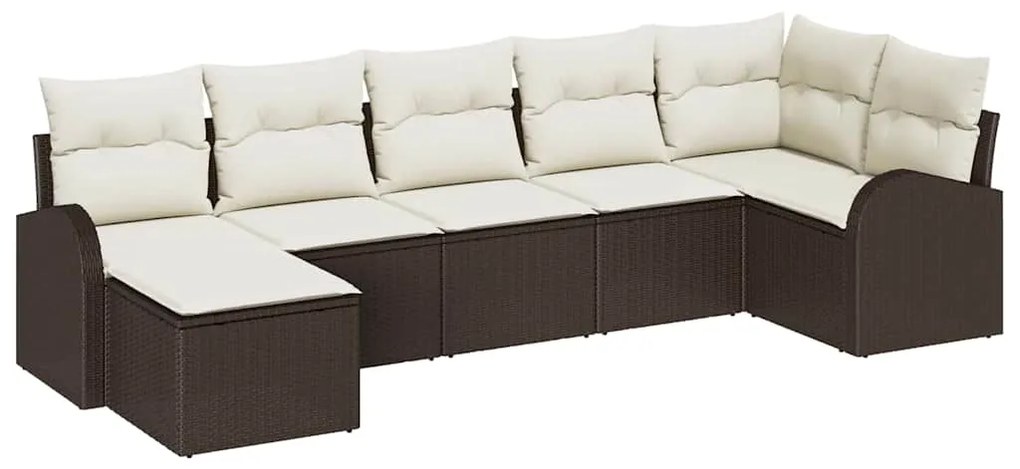 Conjunto de Sofá de Jardim de 7 Peças com Almofadas em Rattan Sintétic