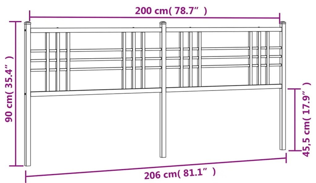 Cabeceira de cama 200 cm metal branco
