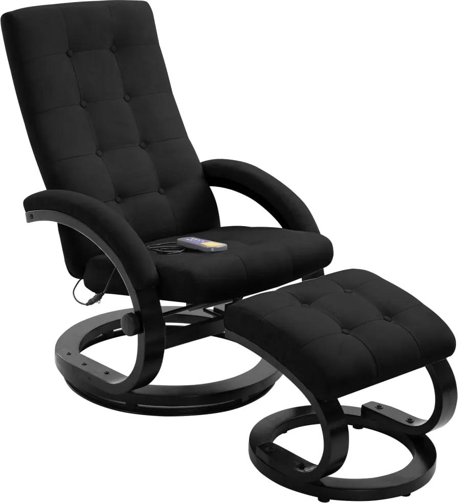 Cadeira massagens reclinável c/ apoio pés acamurçada preto
