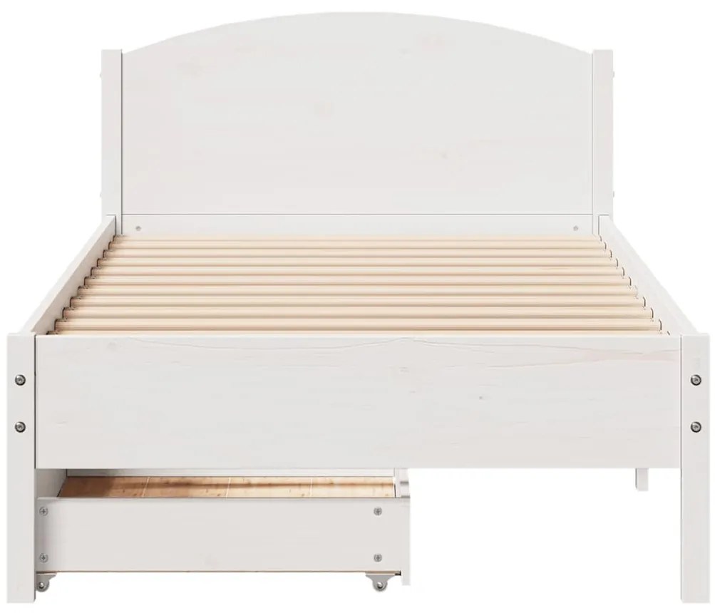 Cama sem colchão 90x190 cm madeira de pinho maciça branco
