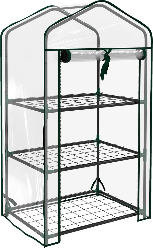 Outsunny Estufa de Jardim de 3 Níveis Estufa de Terraço com 3 Prateleiras para Cultivo de Plantas Flores 59x39x127 cm Transparente | Aosom Portugal