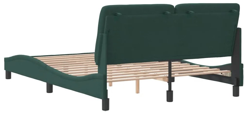 Estrutura de cama sem colchão 140x190 cm veludo verde-escuro