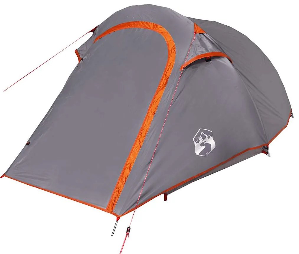 Tenda de campismo túnel p/ 2 pessoas impermeável cinza/laranja