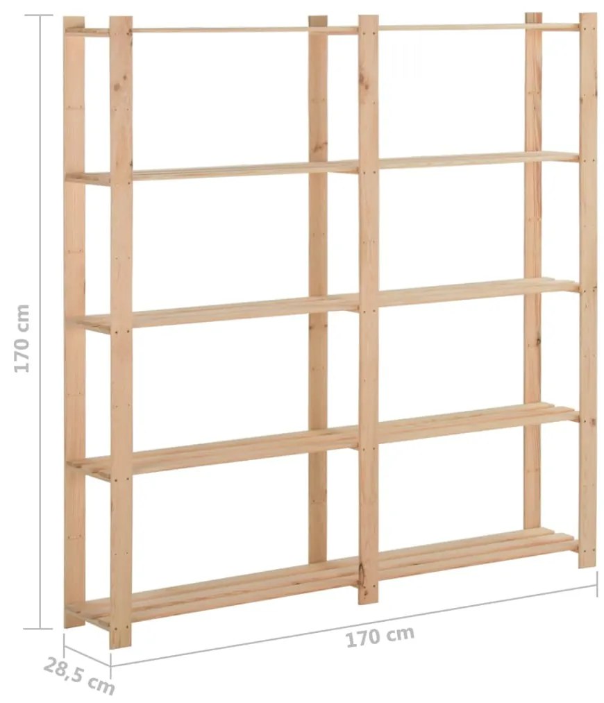 Unidade arrumação 5 prateleiras 170x28,5x170 cm pinho maciço