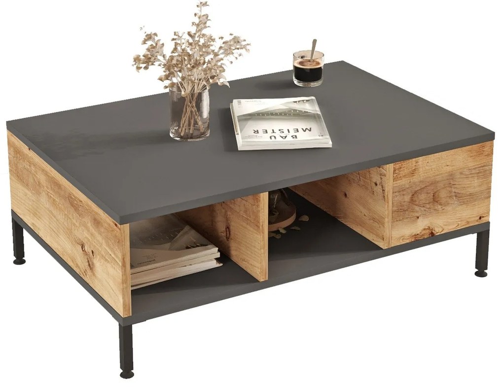 Mesa de Centro RL2 – Pinho Atlântico Antracite – 90x33,1x60 cm