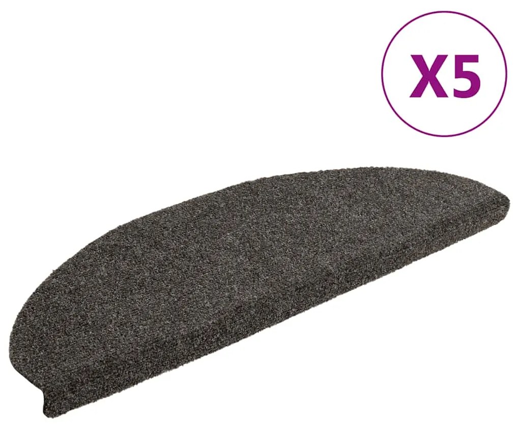 vidaXL Tapetes escada autoadesivos 5 pcs 65x21x4 cm cm antracite
